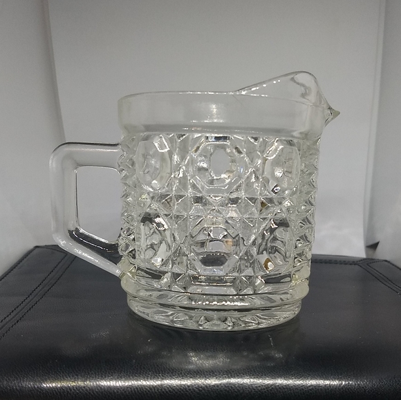 Vintage 1970s Federal Glass Clear Windsor Button 3-1/4" Creamer Pitcher - Picture 2 of 4